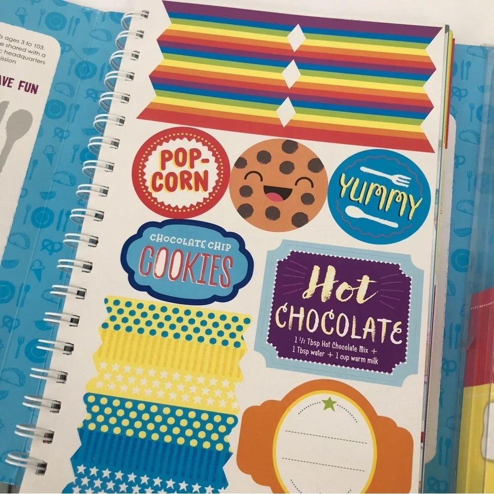 Colorful Kids Cook Book with Rainbow Whisk